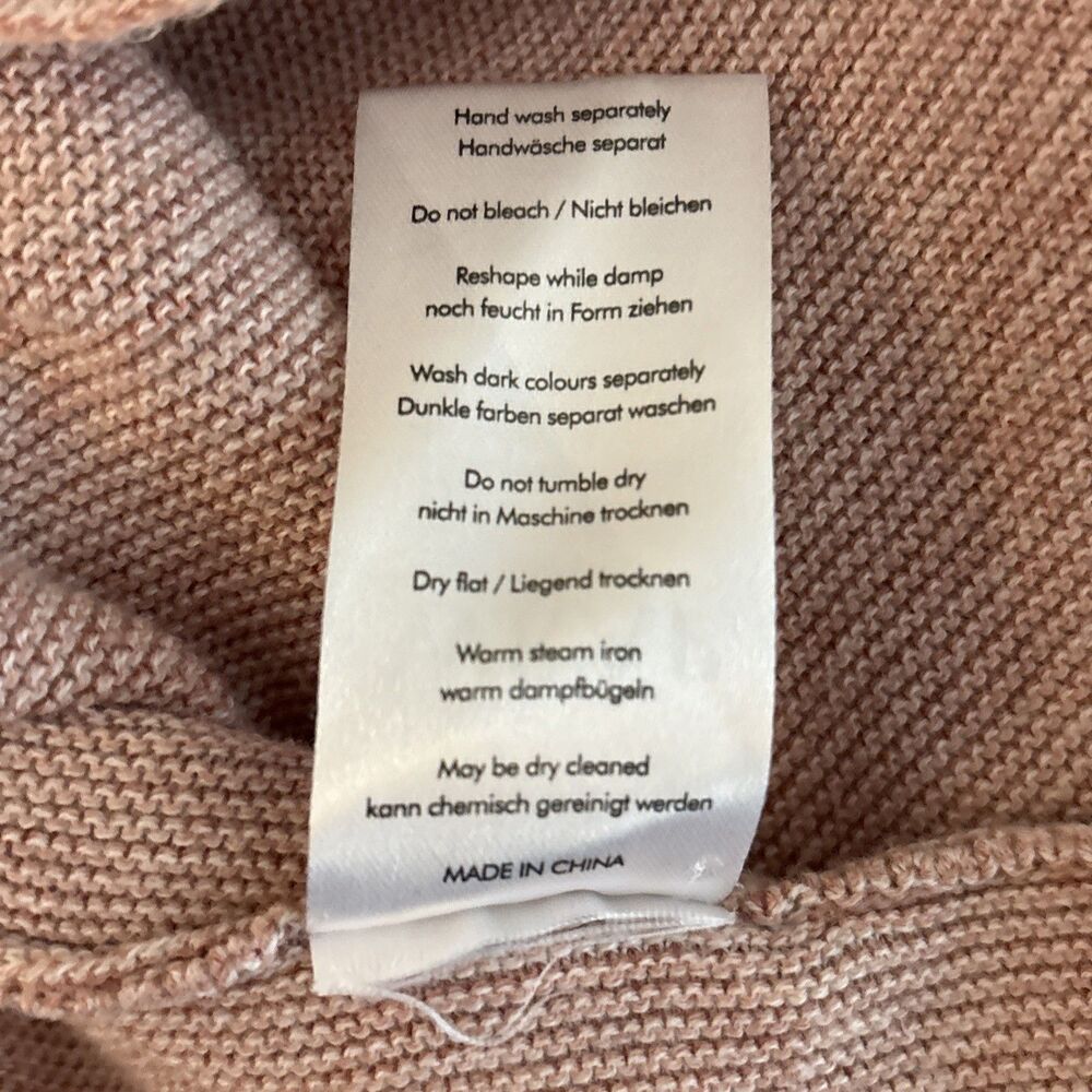 Wrap London Organic Cotton PInk & Cream Low V-neck Sweater Dolman Sleeves 12 - Picture 6 of 7